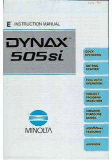 Minolta Dynax 505 si manual. Camera Instructions.
